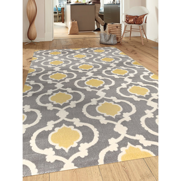 Andover Mills™ Melrose Geometric Gray/Yellow Area Rug & Reviews Wayfair